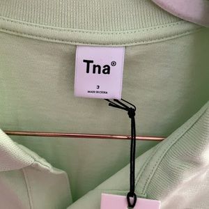 Aritzia TNA green oversized collared shirt dress